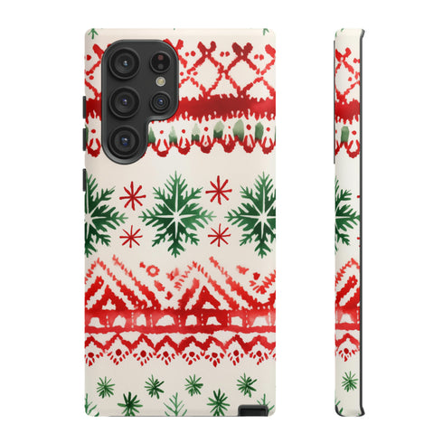 Watercolor Study of Christmas Patterns - Impact Resistant Phone Case Samsung Galaxy S22 Ultra Matte